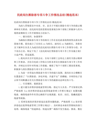 民政局扫黑除恶专项斗争工作情况总结(精选范本) (2) 