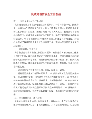 民政局消防安全工作总结 