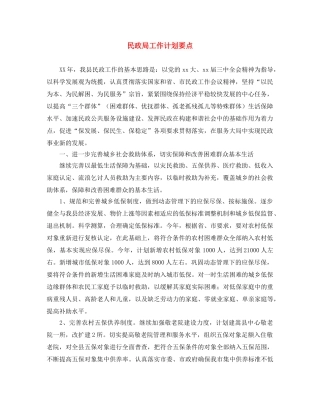 民政局工作计划要点 