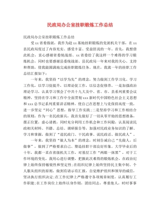 民政局办公室挂职锻炼工作总结 (2) 