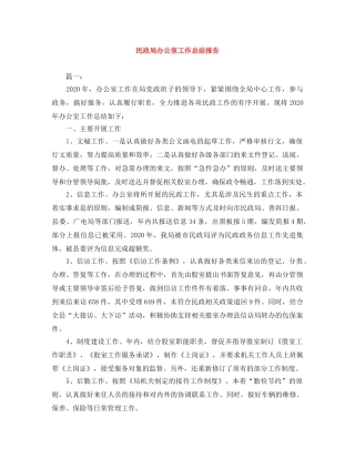 民政局办公室工作总结报告 