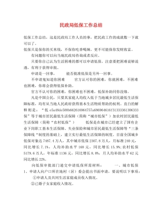 民政局低保工作总结 