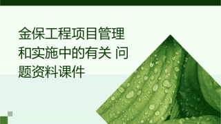 金保工程项目管理和实施中的有关问题资料课件