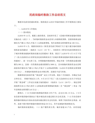 民政局临时救助工作总结范文 