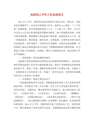 民政局上半年工作总结范文 