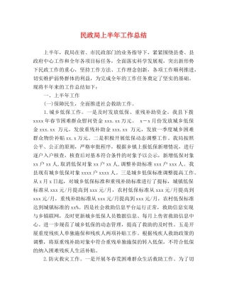 民政局上半年工作总结 