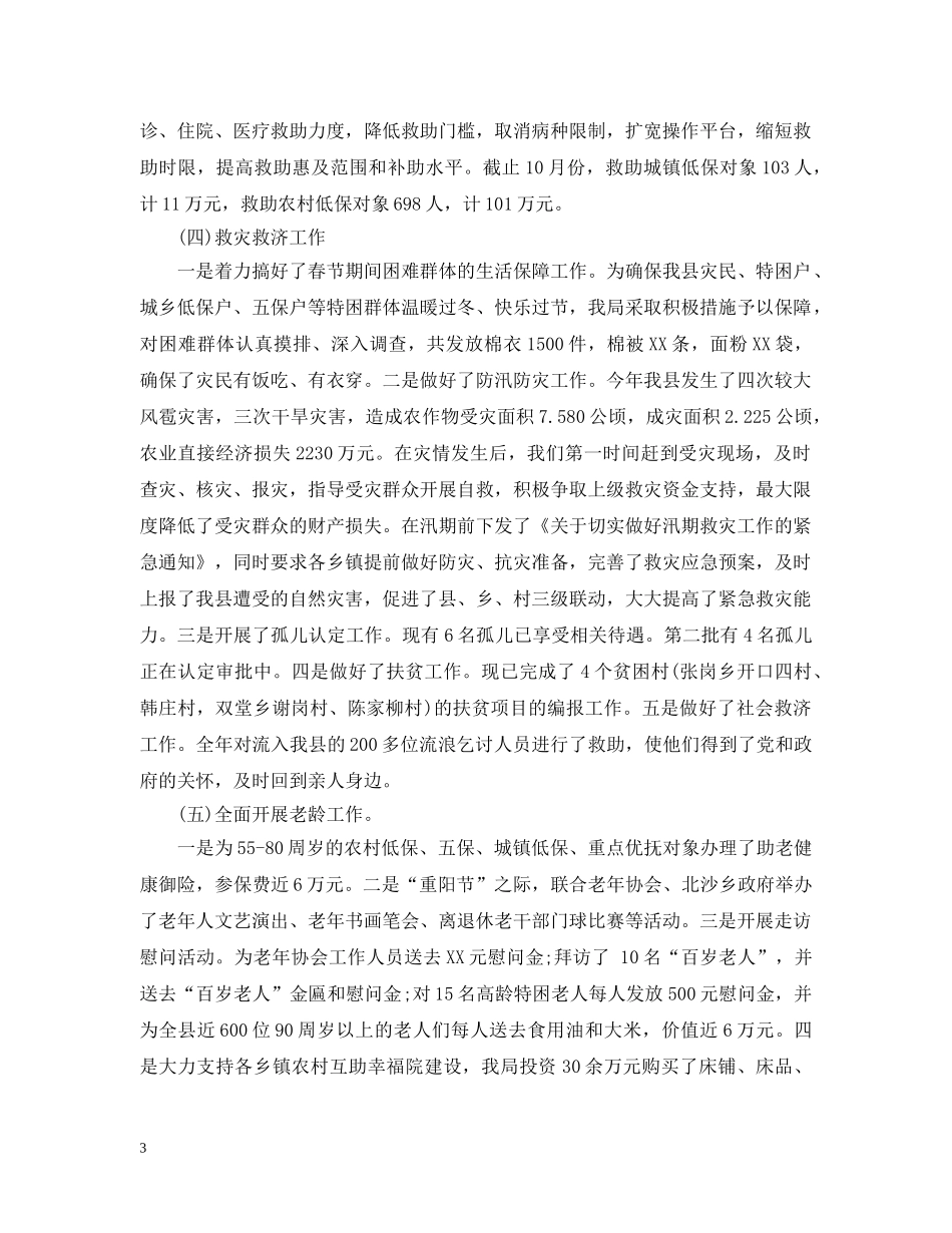 民政局20XX年终工作总结 _第3页