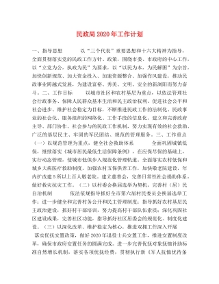 民政局2020年工作计划 