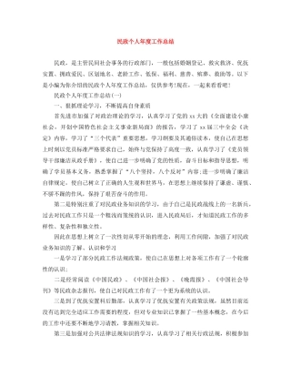 民政个人年度工作总结 