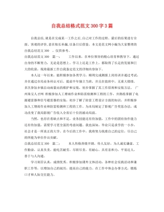 自我总结格式范文300字3篇 