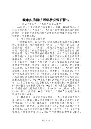 我市实施两法两纲状况调研报告
