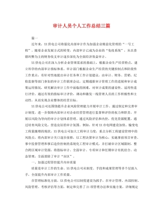 审计人员个人工作总结三篇 