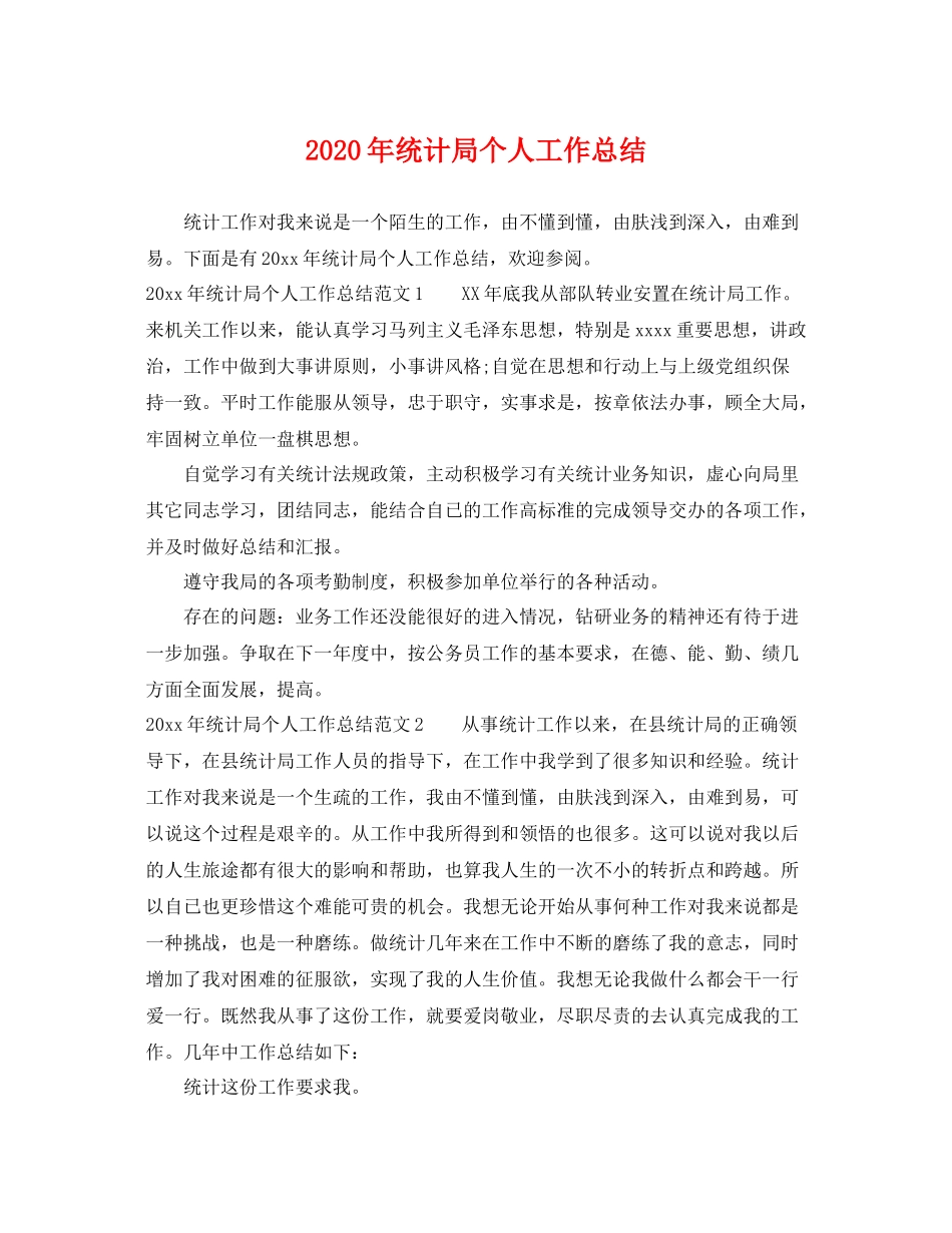 2020年统计局个人工作总结 _第1页