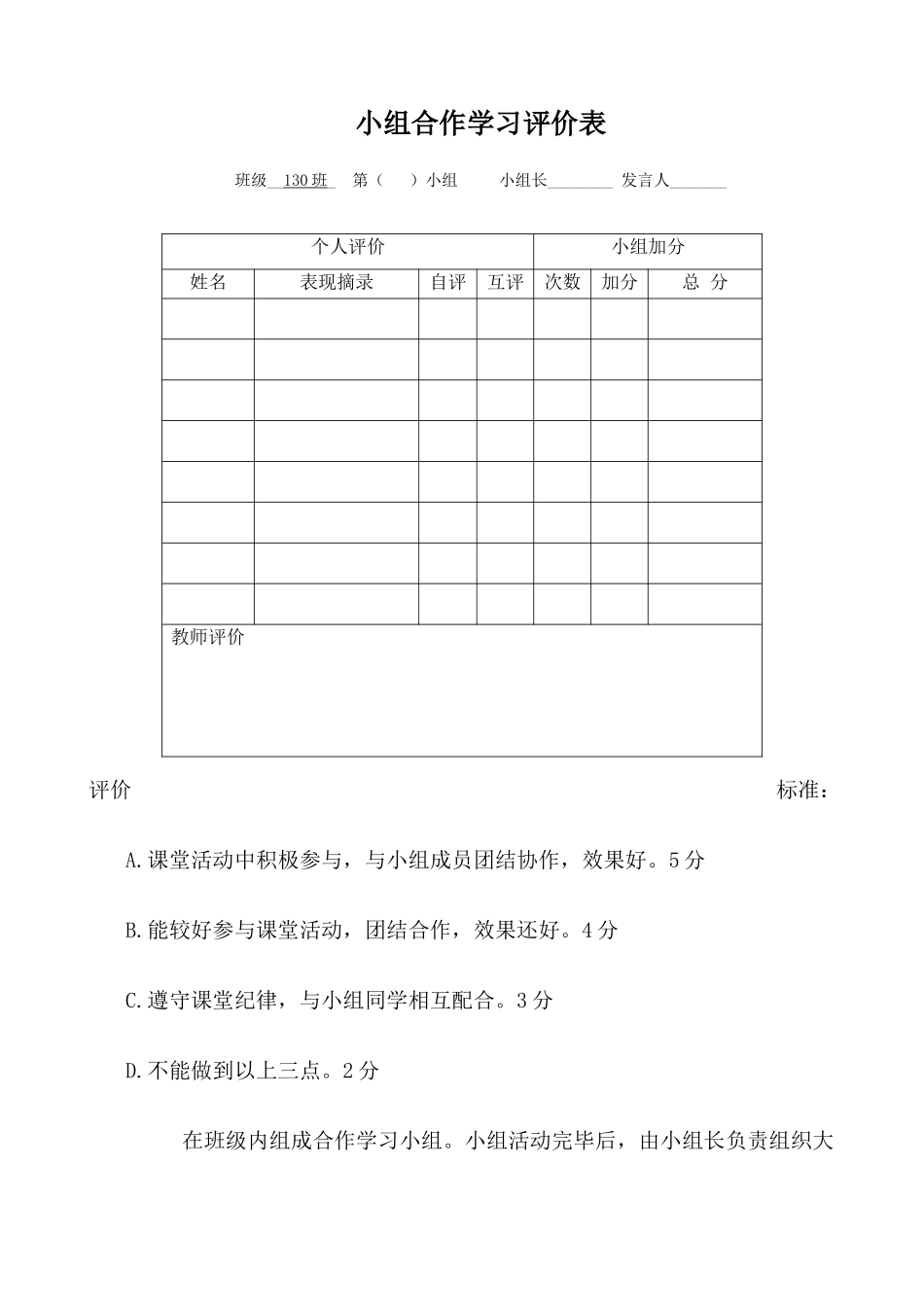 小组合作学习评价表[1]_第1页