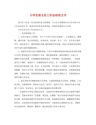 小学生班主任工作总结范文书 