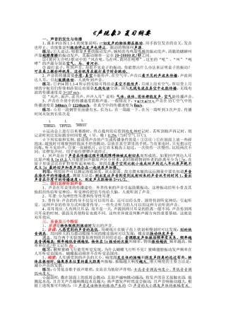 八年级物理《声现象》复习提纲