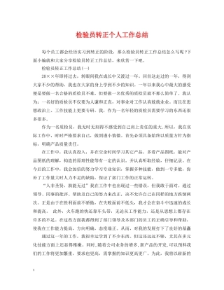 检验员转正个人工作总结 