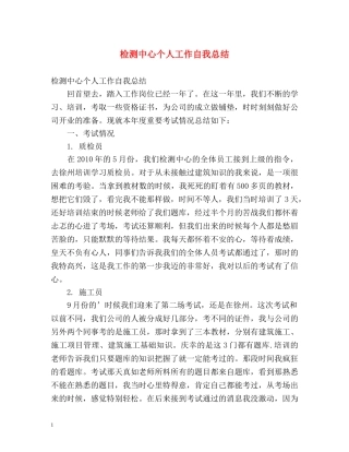 检测中心个人工作自我总结 