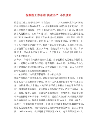 检察院工作总结-执法必严 不负使命 