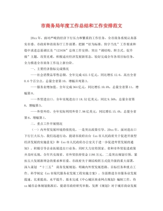 市商务局年度工作总结和工作安排范文 