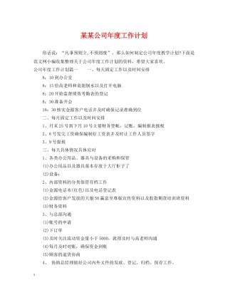 某某公司年度工作计划 