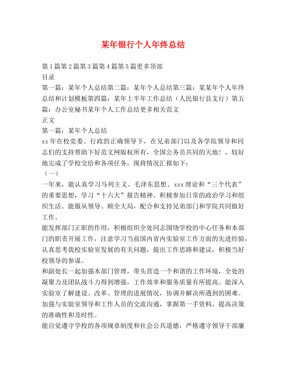 某年银行个人年终总结 _第1页