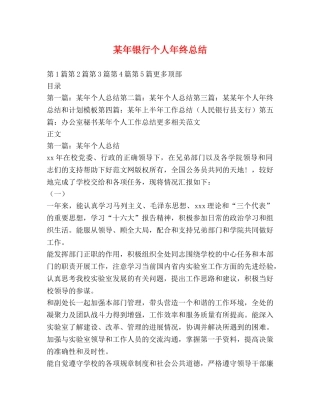 某年银行个人年终总结 