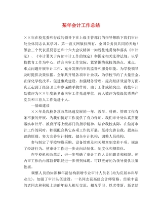 某年会计工作总结 