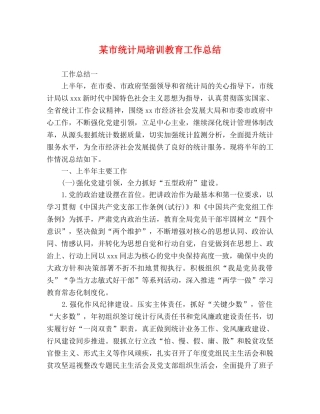 某市统计局培训教育工作总结 