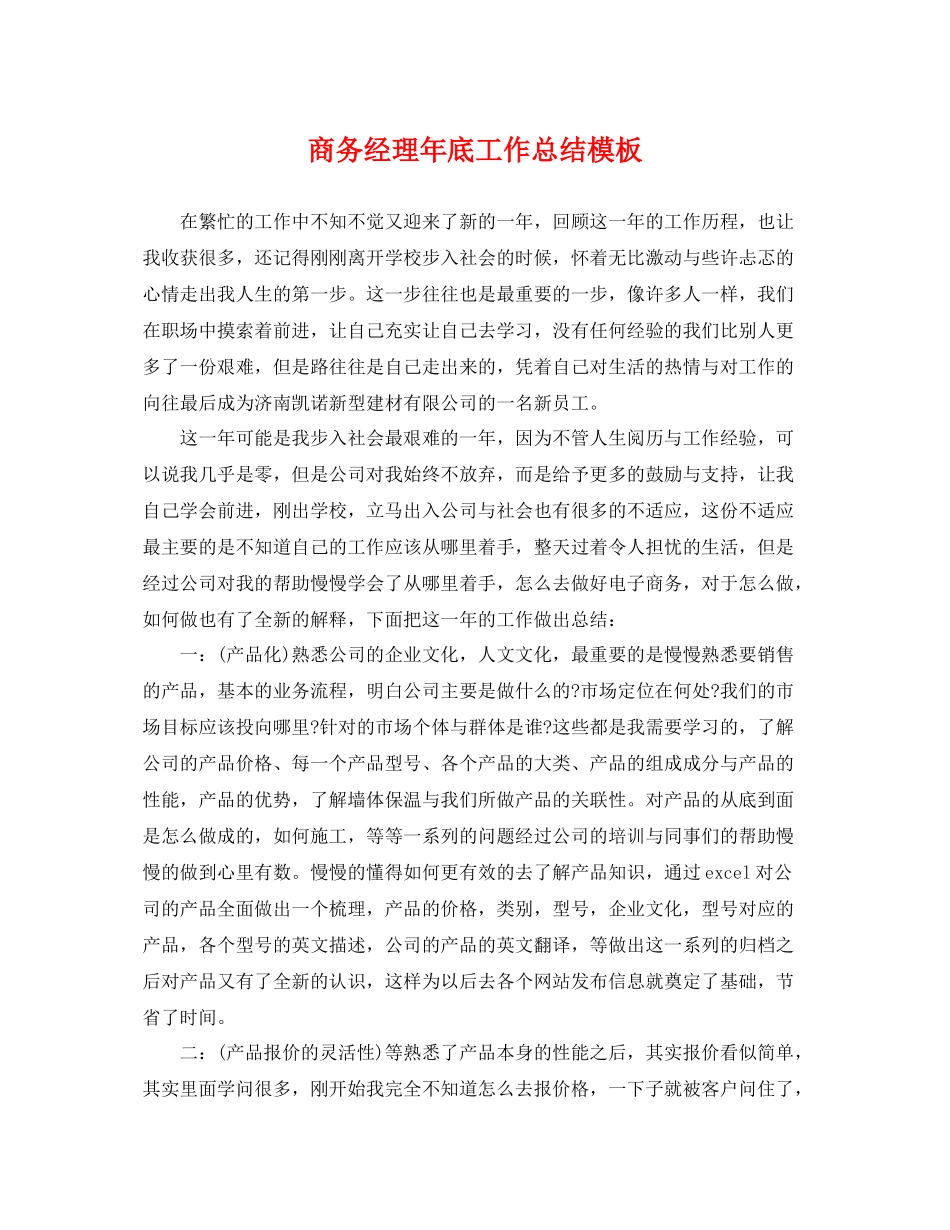 商务经理年底工作总结模板 _第1页