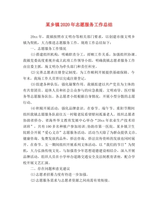 某乡镇2020年志愿服务工作总结 
