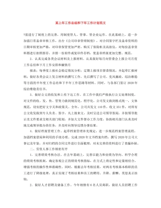 某上年工作总结和下年工作计划范文 