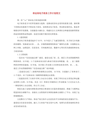 林业局电子政务工作计划范文 