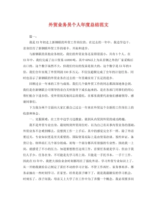 外贸业务员个人年度总结范文 