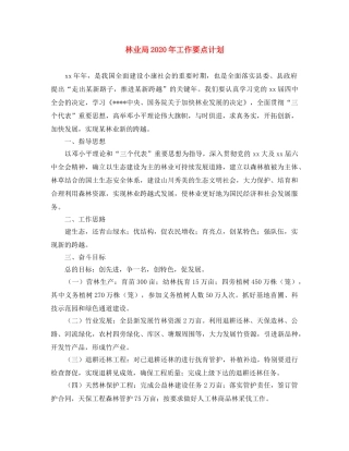 林业局2020年工作要点计划 