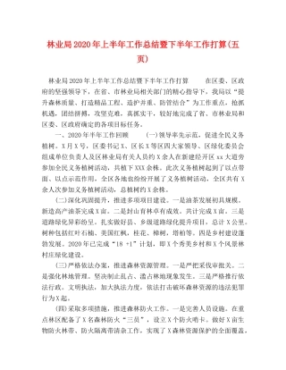 林业局2020年上半年工作总结暨下半年工作打算(五页) 