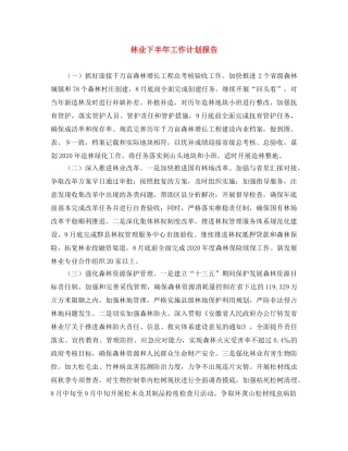 林业下半年工作计划报告 