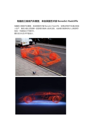 有趣的三维线汽车雕塑,来自英国艺术家Benedict Radcliffe92089