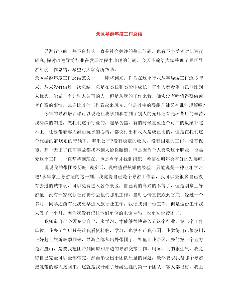 景区导游年度工作总结 _第1页