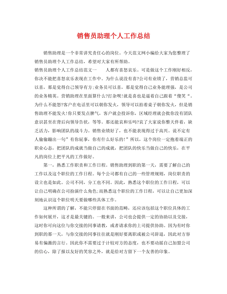 销售员助理个人工作总结 _第1页