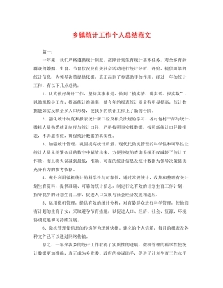 乡镇统计工作个人总结范文 