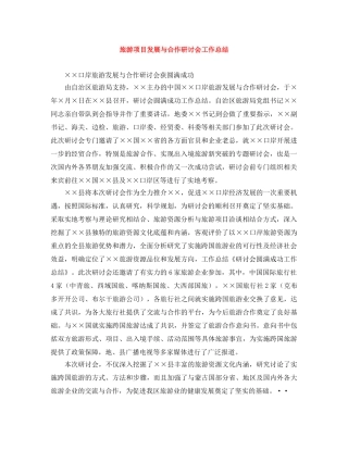 旅游项目发展与合作研讨会工作总结 