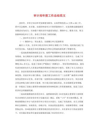 审计局年度工作总结范文 