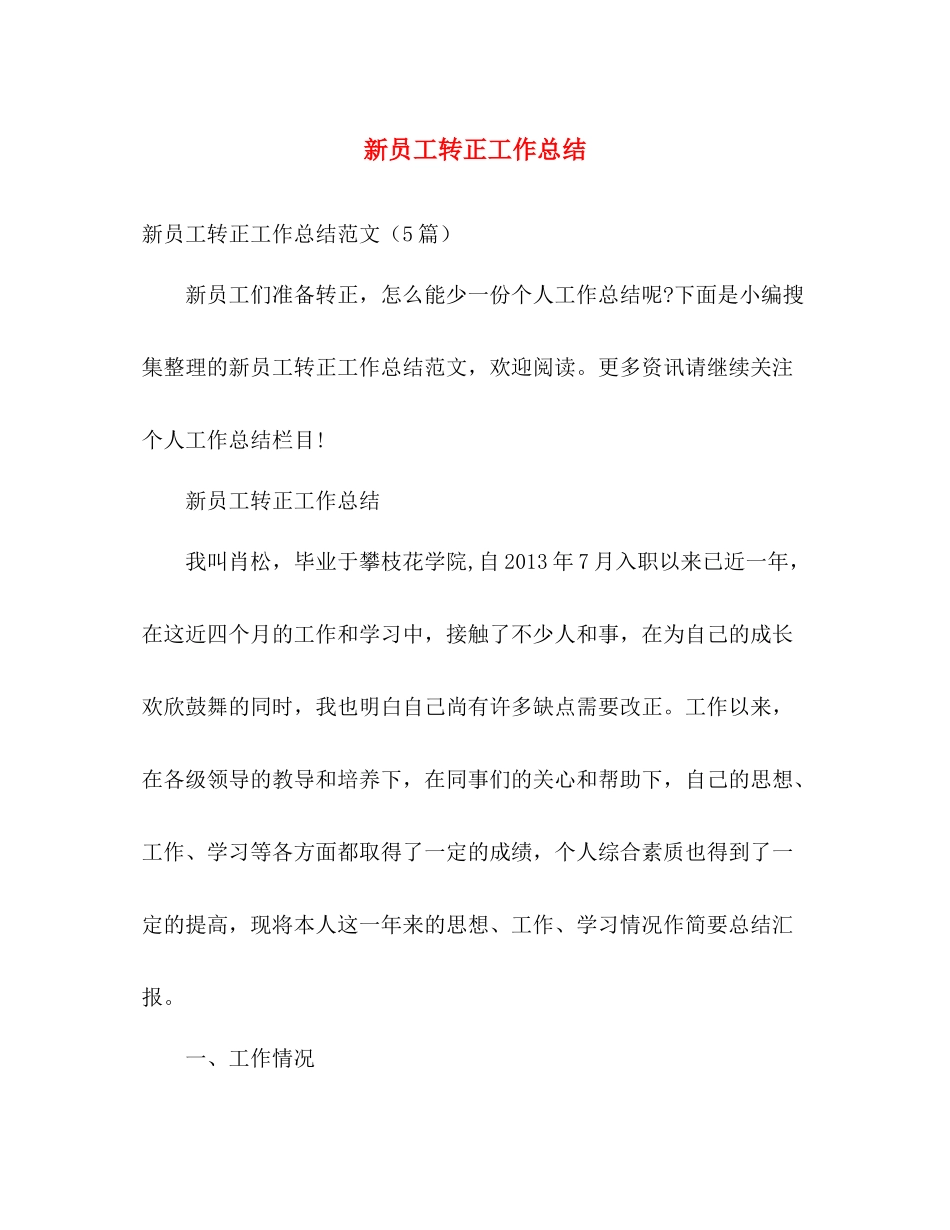 新员工转正工作总结 _第1页