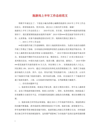 旅游局上半年工作总结范文 