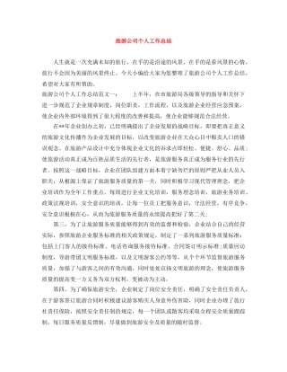 旅游公司个人工作总结 