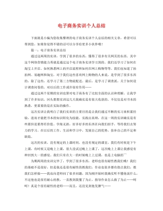 电子商务实训个人总结 