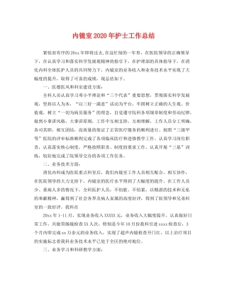 内镜室2020年护士工作总结 