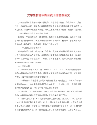 大学生村官年终自我工作总结范文 