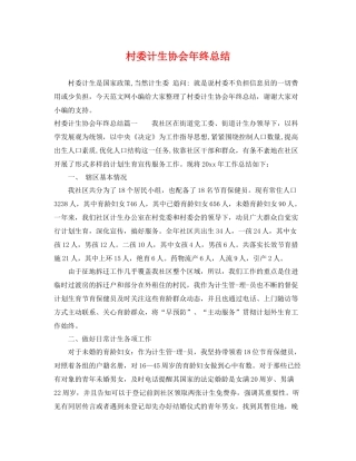 村委计生协会年终总结 